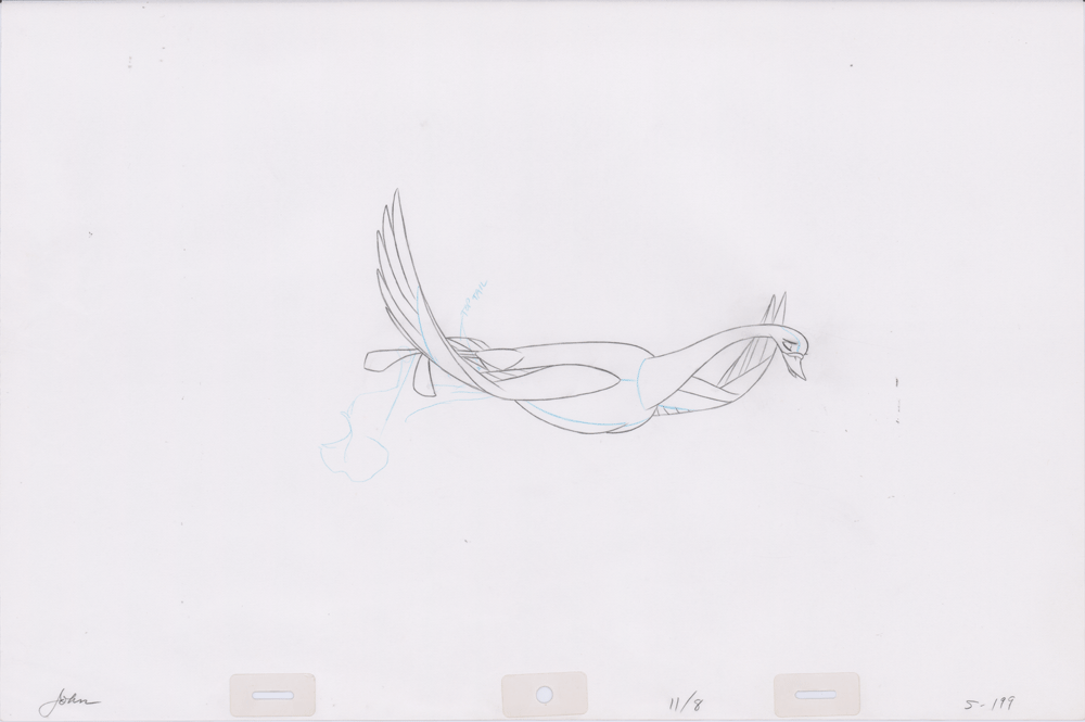 Swan Princess Hand-Drawn Pencil Art Cel