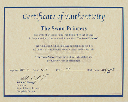 Swan Princess Celluloid Original Hand-Painted Animated Art Cel