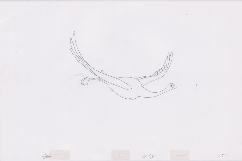 Swan Princess Hand-Drawn Pencil Art Cel