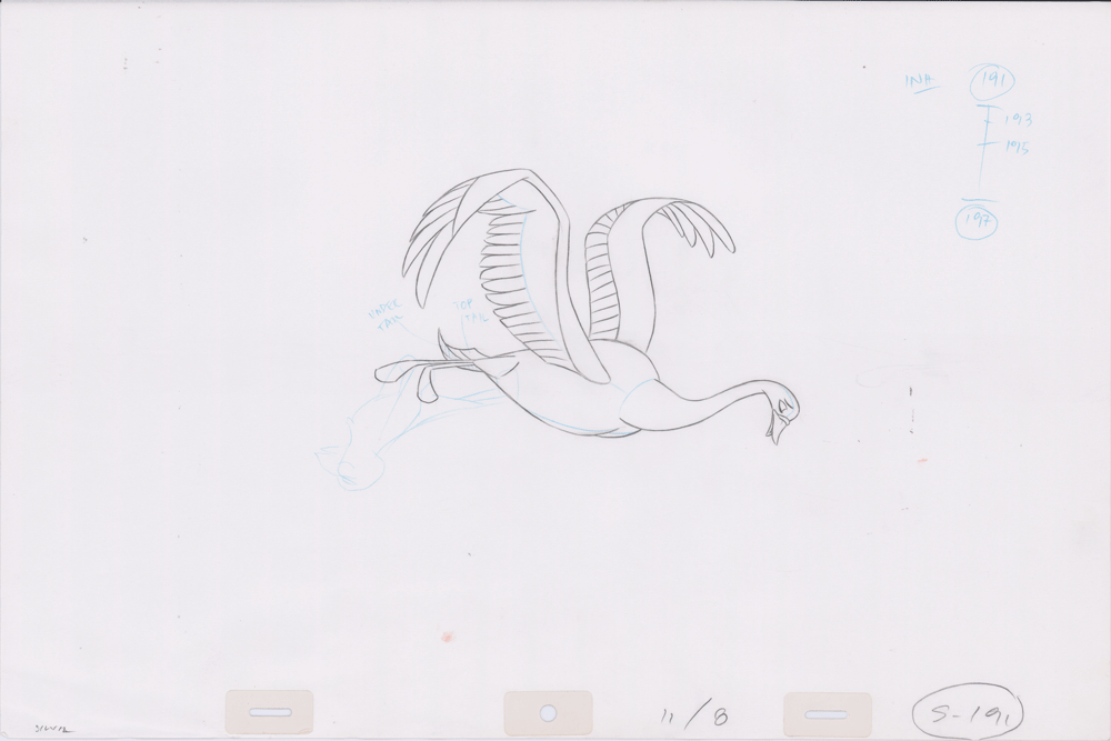 Swan Princess Hand-Drawn Pencil Art Cel