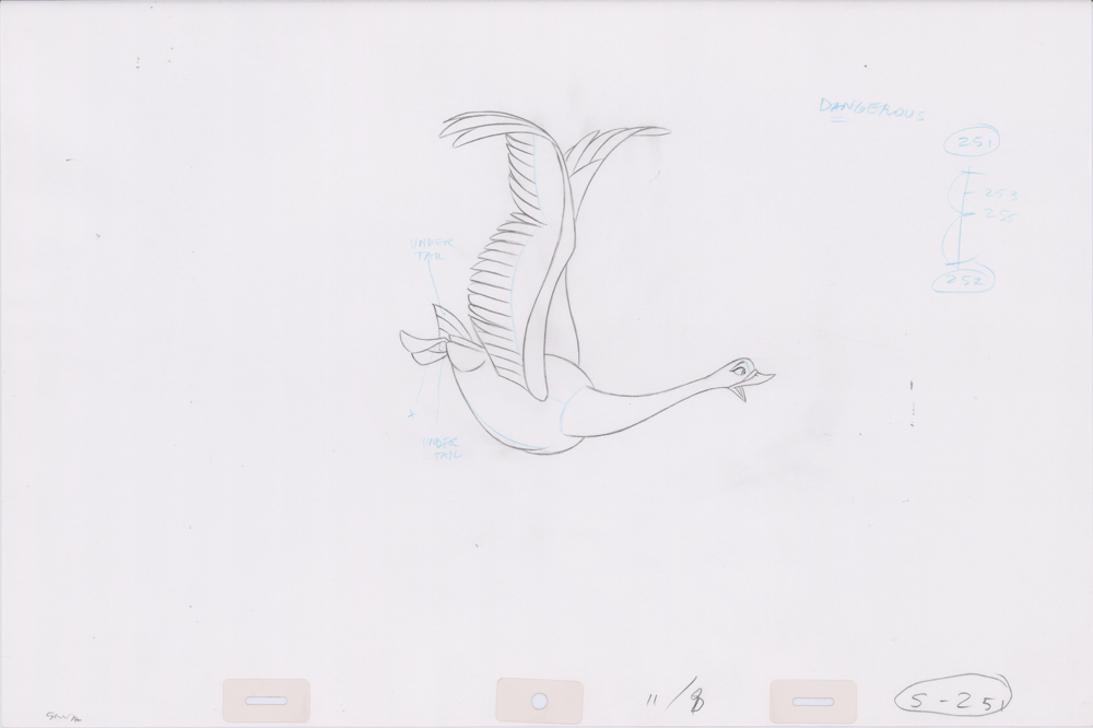 Swan Princess Hand-Drawn Pencil Art Cel