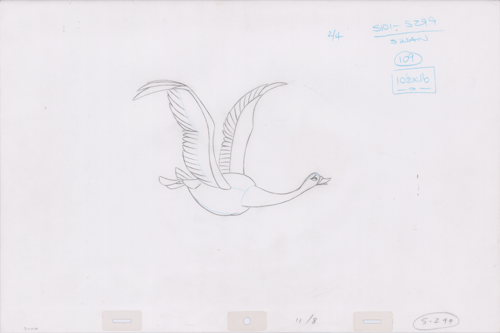 Swan Princess Hand-Drawn Pencil Art Cel